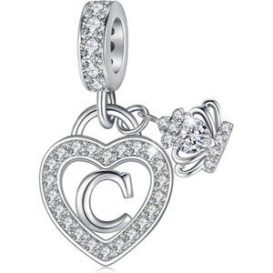 Letter C Letter Charms Silver Heart Alphabet Initial Dangle Charms